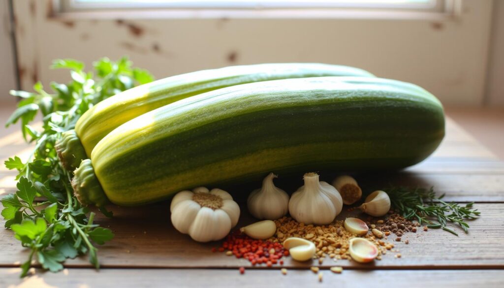 frische Zutaten für Zucchini Tater Tots