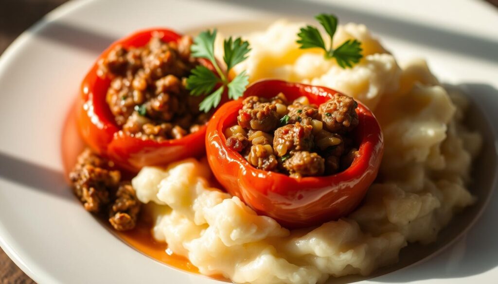 gefüllte paprika mit kartoffeln