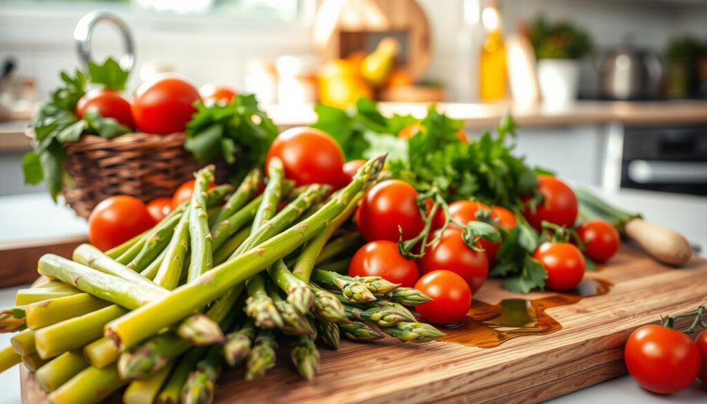 gesunde Rezepte mit Spargel und Tomaten