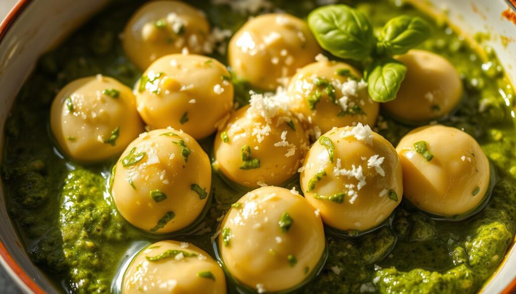 gnocchi mit grünem pesto
