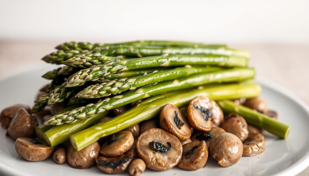 grüner spargel mit champignons