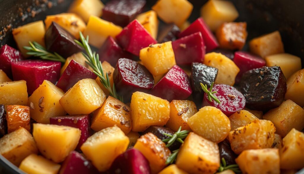 kartoffel rote bete pfanne