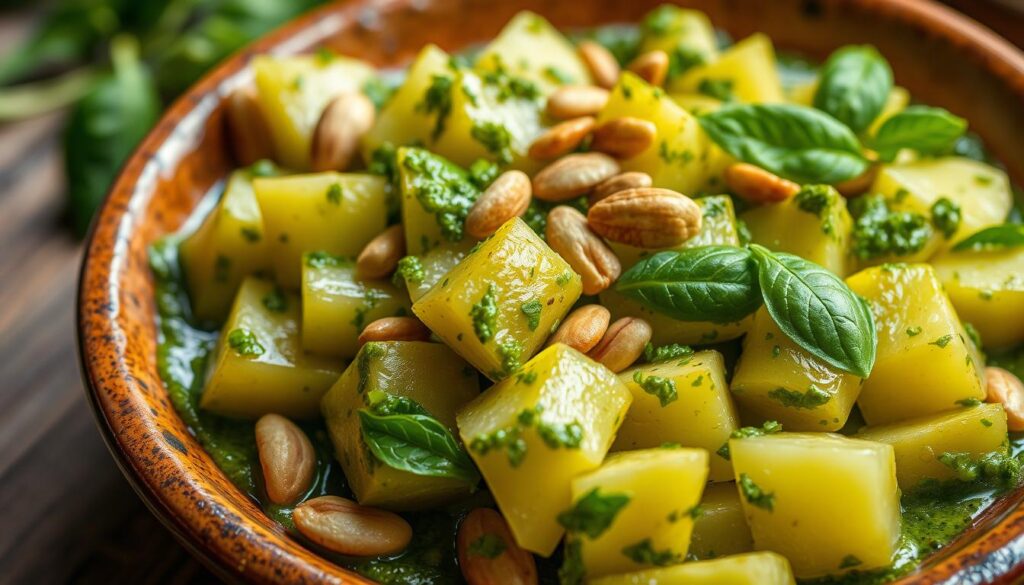 kartoffelsalat mit grünem pesto