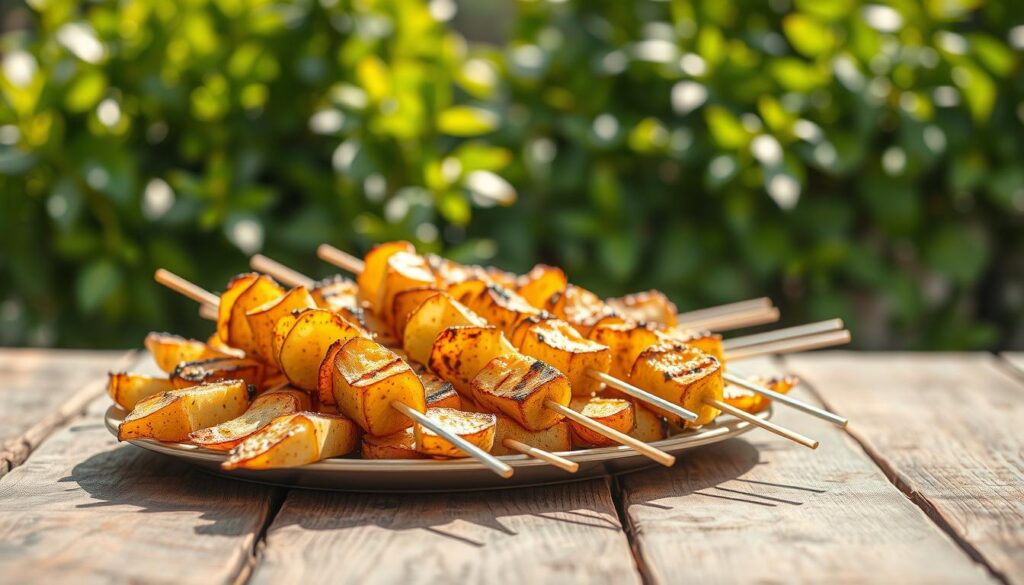 kartoffelspieße servieren